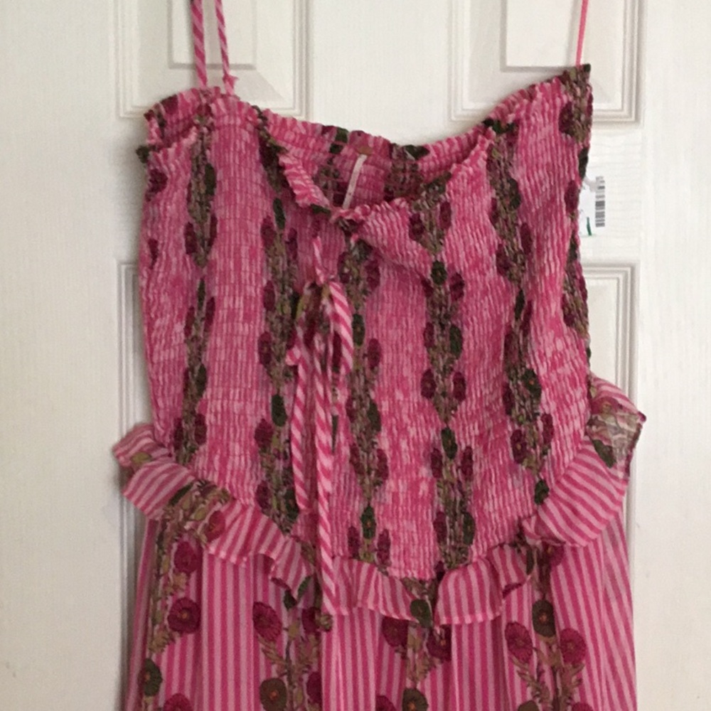 NWT Free People Pink Floral Alejandra Tiered Sundress - Picture 4 of 16